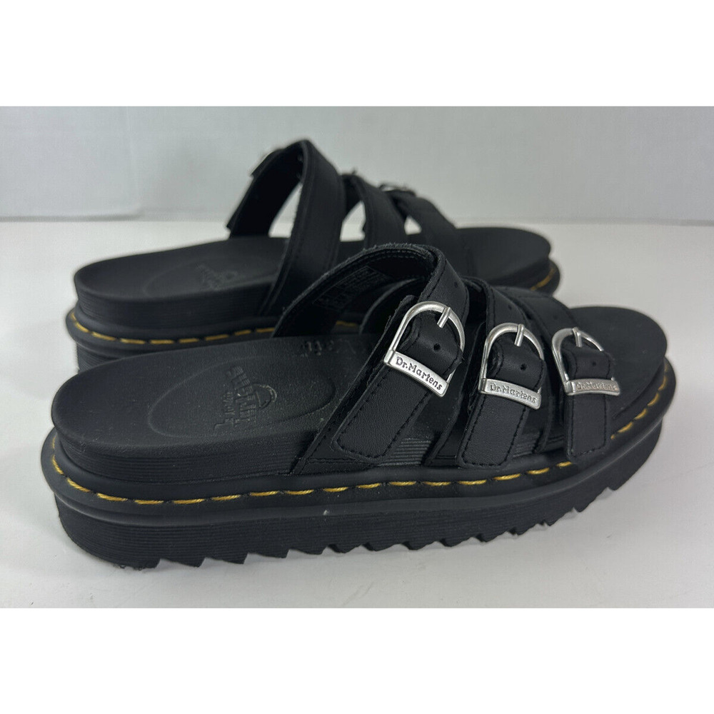 Dr Doc Martens Black Blaire Slides Buckle Strap Sandals Women's US Size 8 Shoes - Picture 2 of 16